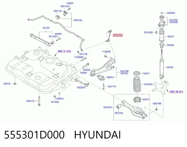 Стійка стабілізатора заднього 555301D000 Hyundai/Kia