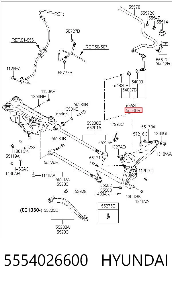 Стійка стабілізатора заднього, права 5554026600 Hyundai/Kia