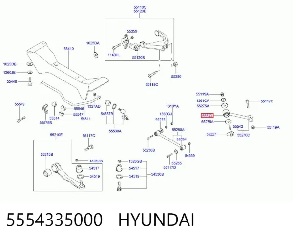 Сайлентблок заднього поздовжнього важеля, передній 5554335000 Hyundai/Kia