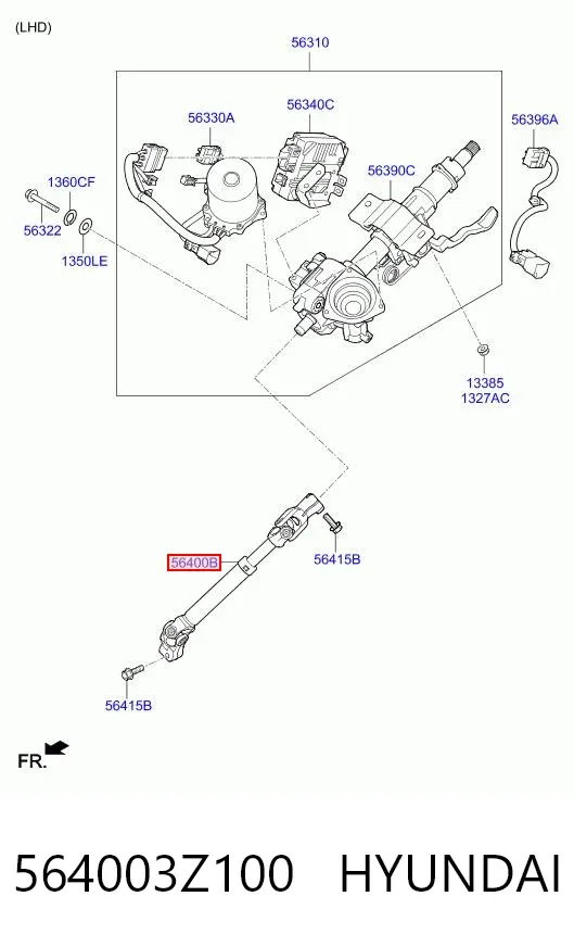 Вал рульової колонки, нижній 564003Z100 Hyundai/Kia