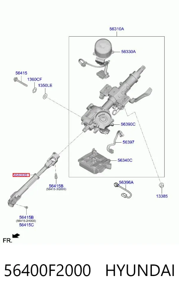 Вал рульової колонки, нижній 56400F2000 Hyundai/Kia