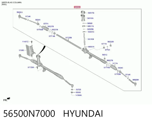 Рульова рейка 56500N7000 Hyundai/Kia