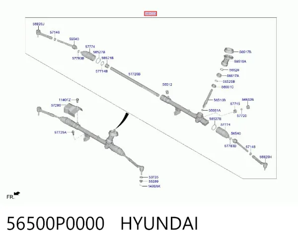 Рульова рейка 56500P0000 Hyundai/Kia