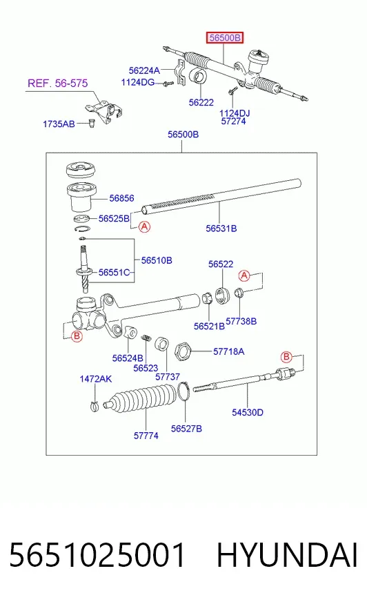 Рульова рейка 5651025001 Hyundai/Kia