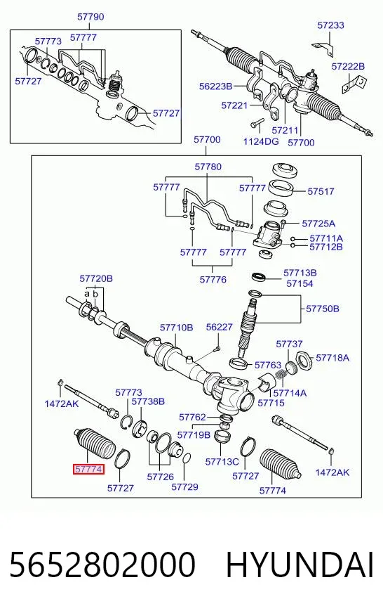 Пильник рульового механізму/рейки, лівий 5652802000 Hyundai/Kia