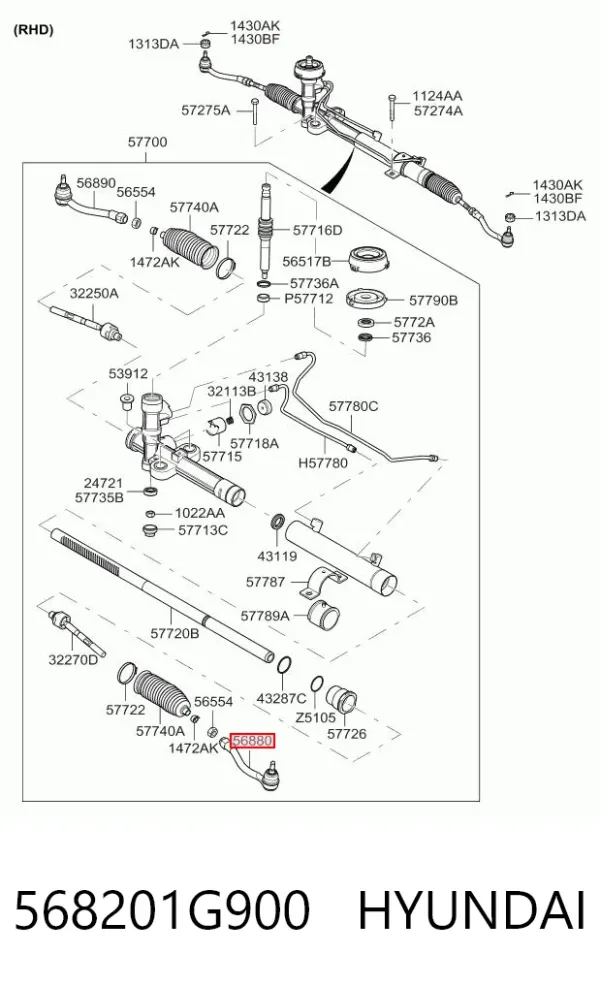 Рульовий наконечник 568201G900 Hyundai/Kia