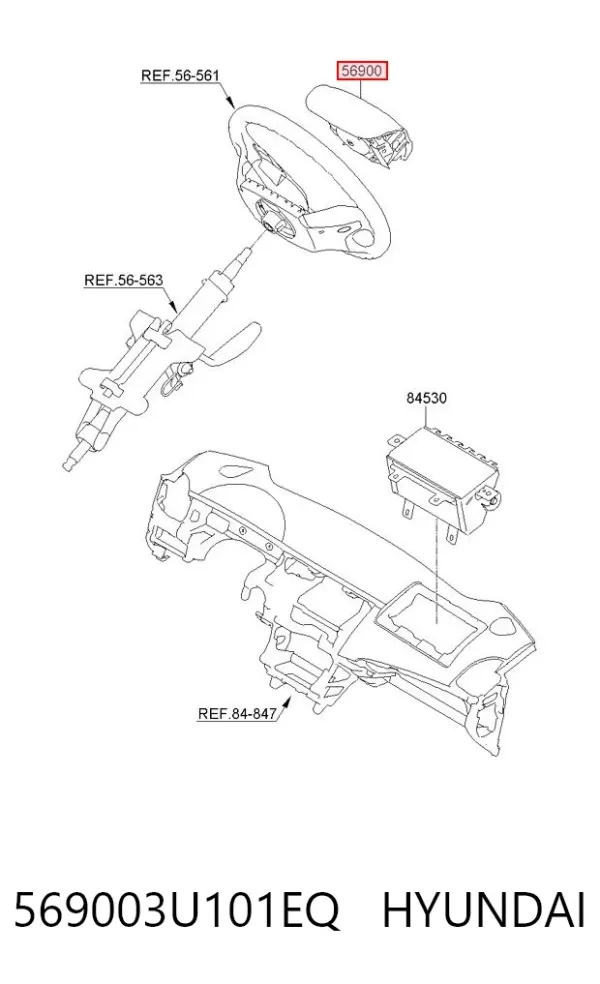 Подушка безпеки, водійська, AIRBAG 569003U101EQ Hyundai/Kia