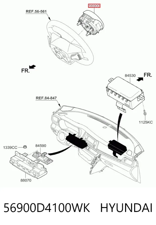 Подушка безпеки, водійська, AIRBAG 56900D4100WK Hyundai/Kia