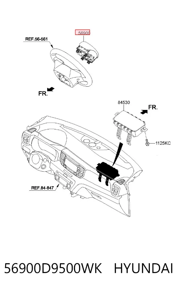 Подушка безпеки, водійська, AIRBAG 56900D9500WK Hyundai/Kia