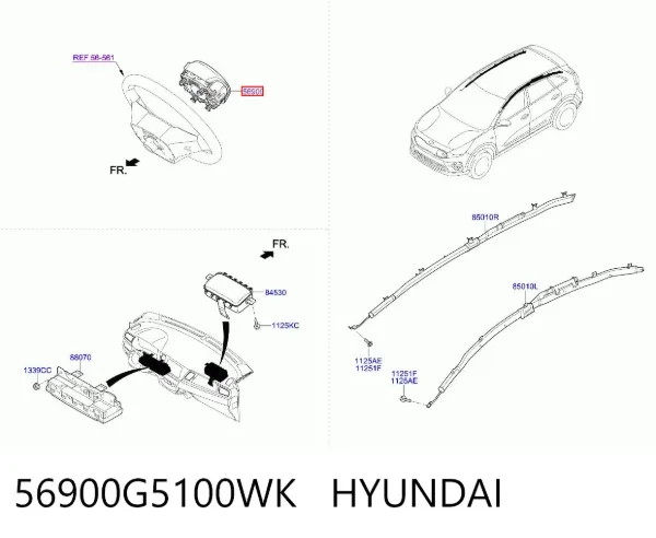 Подушка безпеки, водійська, AIRBAG 56900G5100WK Hyundai/Kia
