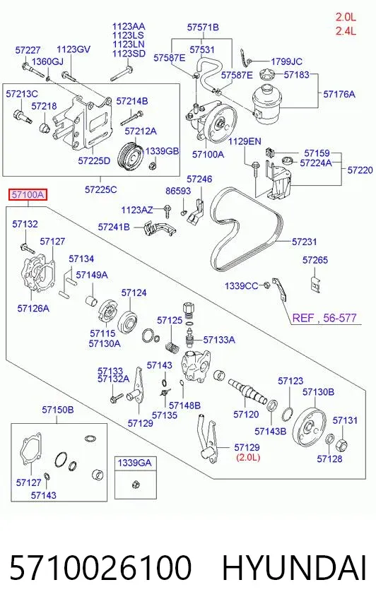 Насос ГУР 5710026100 Hyundai/Kia