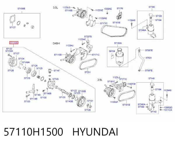 Насос ГУР 57110H1500 Hyundai/Kia