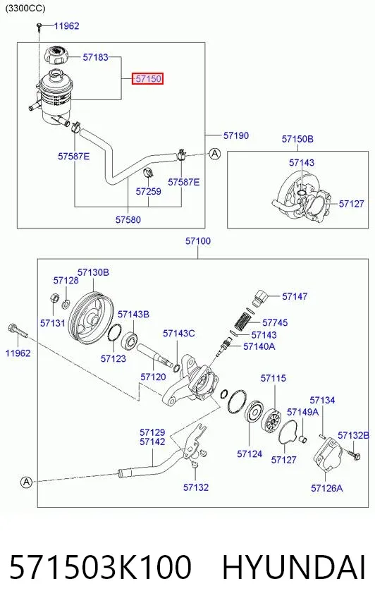 Бачок ГУР 571503K100 Hyundai/Kia