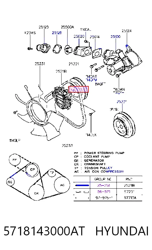 Ремінь генератора 5718143000AT Hyundai/Kia
