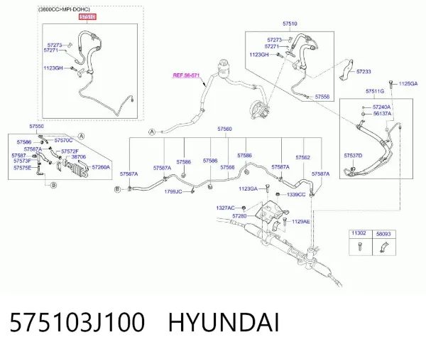 Шланг гідропідсилювача 575103J100 Hyundai/Kia