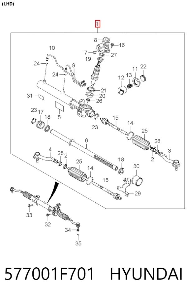 Рульова рейка 577001F701 Hyundai/Kia