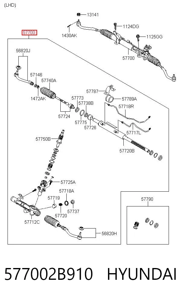 Рульова рейка 577002B910 Hyundai/Kia