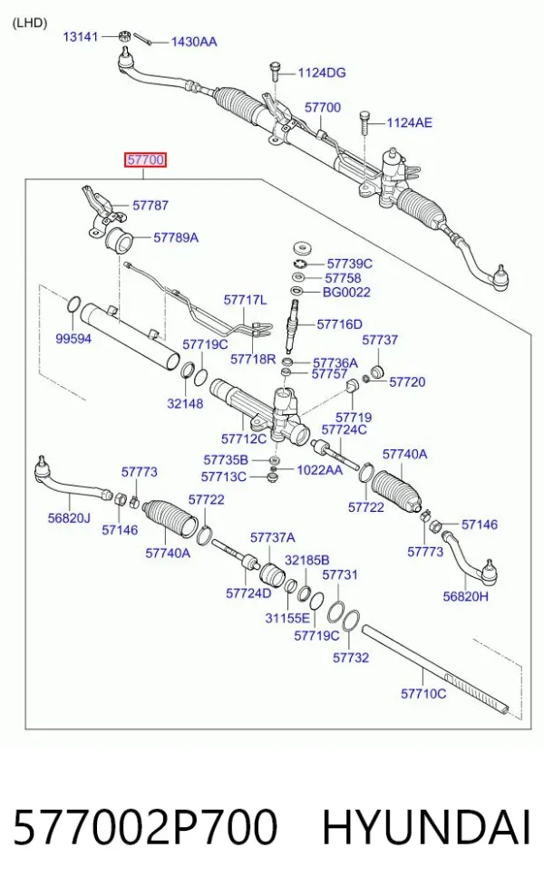 Рульова рейка 577002P700 Hyundai/Kia