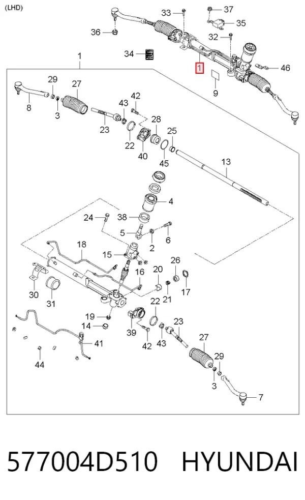 Рульова рейка 577004D510 Hyundai/Kia