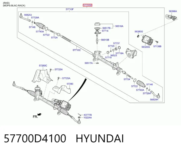 Рульова рейка 57700D4100 Hyundai/Kia