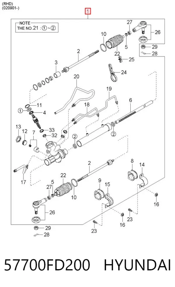 Рульова рейка 57700FD200 Hyundai/Kia