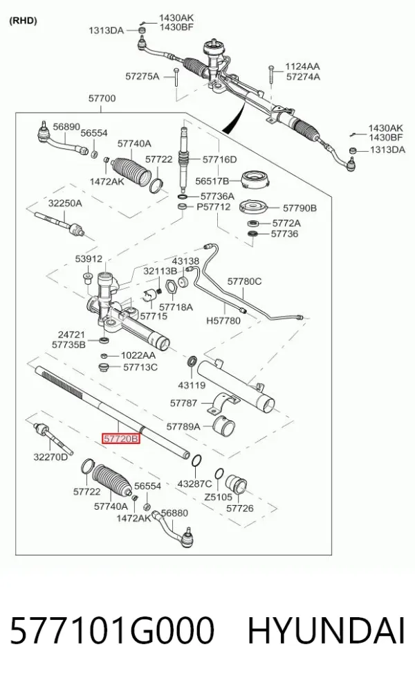Рульова рейка 577101G000 Hyundai/Kia