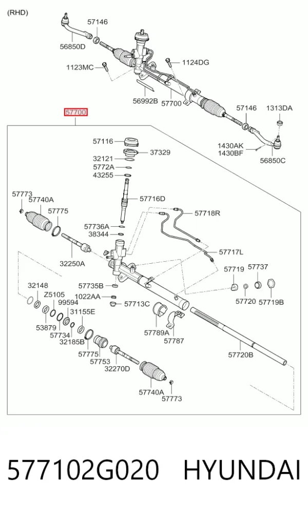 Рульова рейка 577102G020 Hyundai/Kia