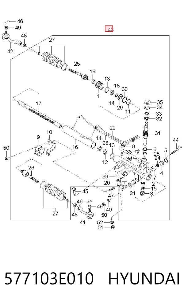 Рульова рейка 577103E010 Hyundai/Kia