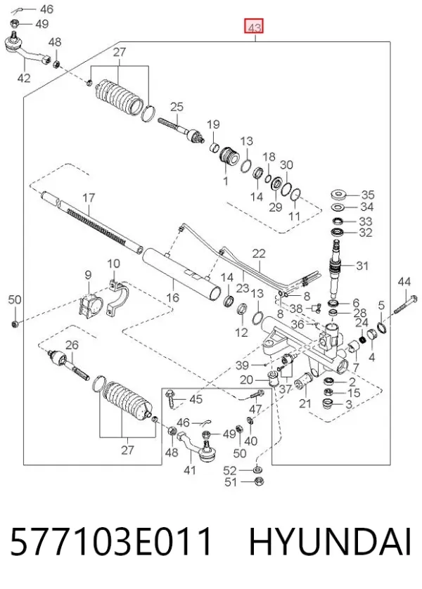 Рульова рейка 577103E011 Hyundai/Kia