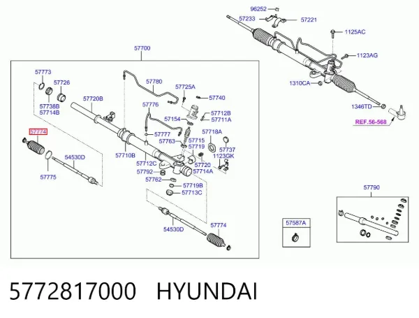 Пильник рульової рейки 5772817000 Hyundai/Kia