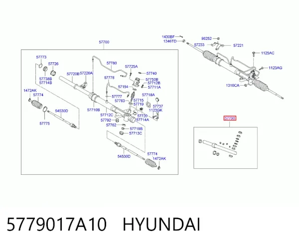 Ремкомплект рульової рейки 5779017A10 Hyundai/Kia