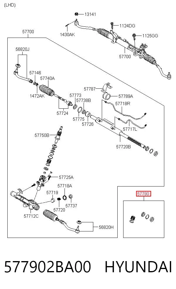 Ремкомплект рульової рейки 577902BA00 Hyundai/Kia