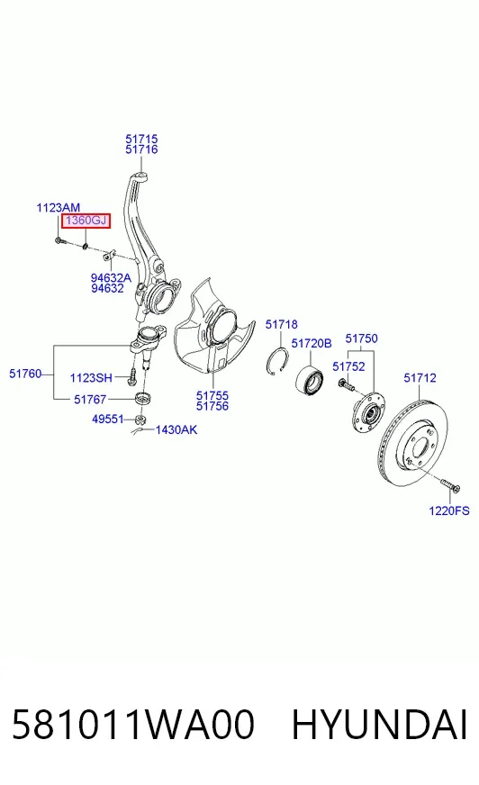 Передні тормозні колодки 581011WA00 Hyundai/Kia