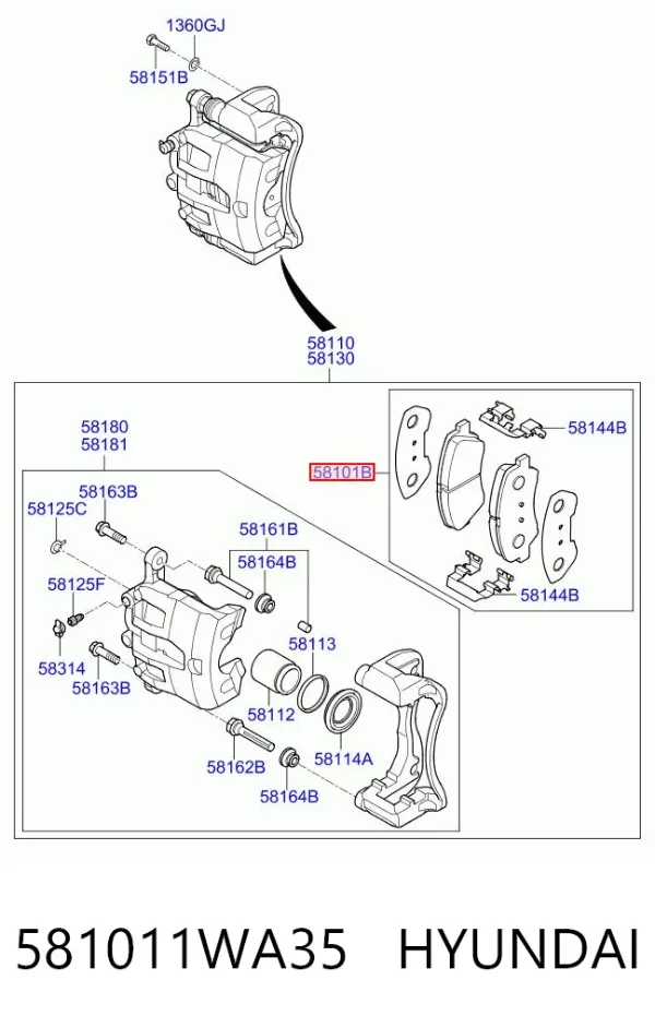 Передні тормозні колодки 581011WA35 Hyundai/Kia