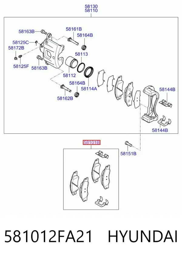 Передні тормозні колодки 581012FA21 Hyundai/Kia