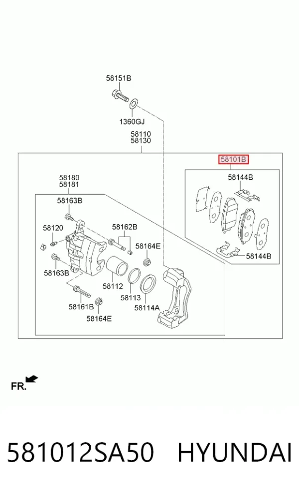 Передні тормозні колодки 581012SA50 Hyundai/Kia