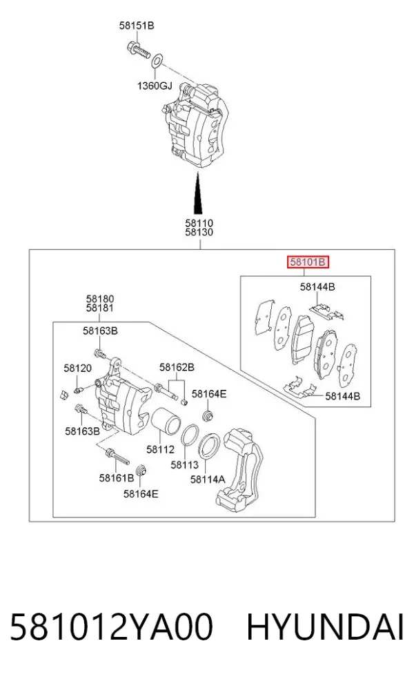 Передні тормозні колодки 581012YA00 Hyundai/Kia