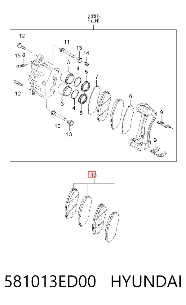Передні тормозні колодки 581013ED00 Hyundai/Kia