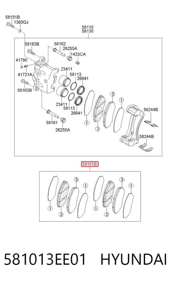 Передні тормозні колодки 581013EE01 Hyundai/Kia