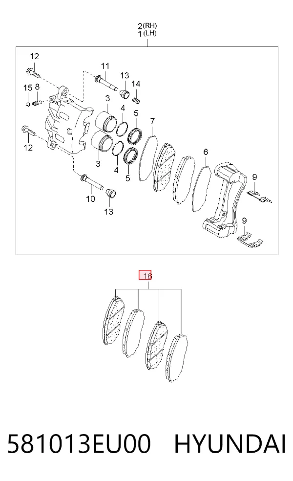 Передні тормозні колодки 581013EU00 Hyundai/Kia