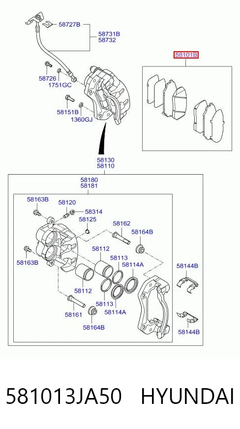 Передні тормозні колодки 581013JA50 Hyundai/Kia