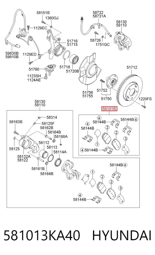 Передні тормозні колодки 581013KA40 Hyundai/Kia