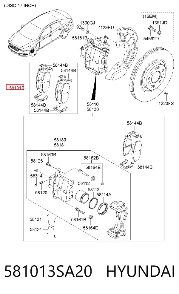 Передні тормозні колодки 581013SA20 Hyundai/Kia