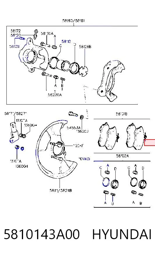 Передні тормозні колодки 5810143A00 Hyundai/Kia