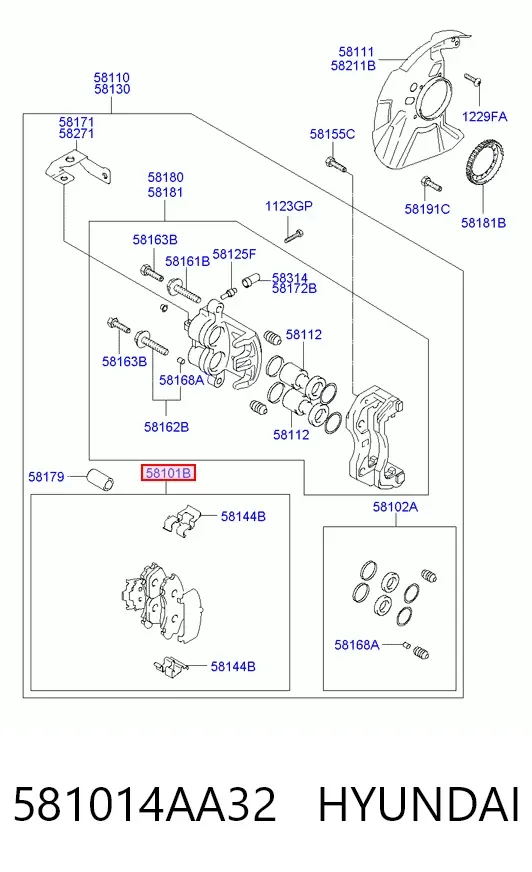 Передні тормозні колодки 581014AA32 Hyundai/Kia