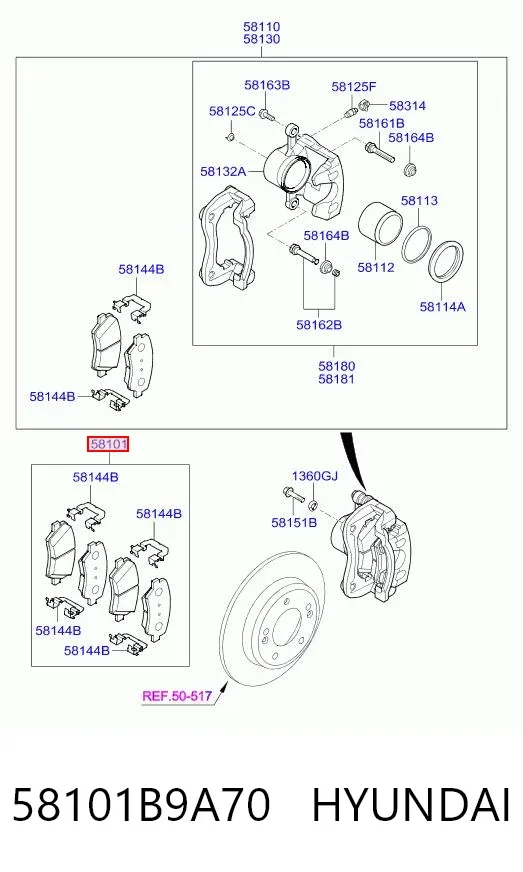 Передні тормозні колодки 58101B9A70 Hyundai/Kia