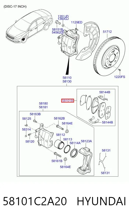 Передні тормозні колодки 58101C2A20 Hyundai/Kia