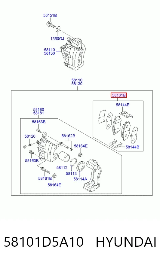 Передні тормозні колодки 58101D5A10 Hyundai/Kia