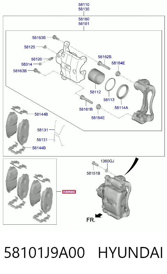 Передні тормозні колодки 58101J9A00 Hyundai/Kia