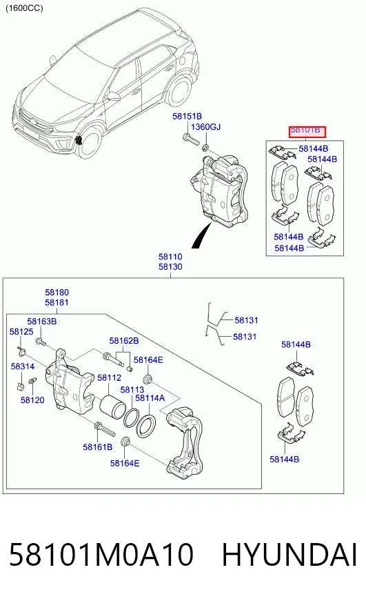 Передні тормозні колодки 58101M0A10 Hyundai/Kia
